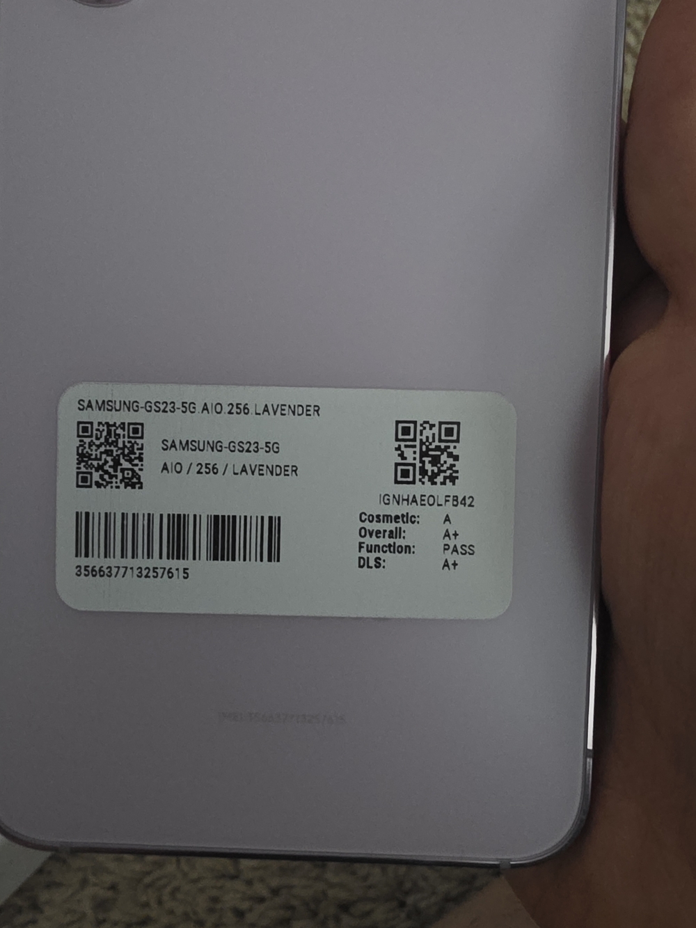 Samsung Galaxy S23(128GB) Lavender Back Panel